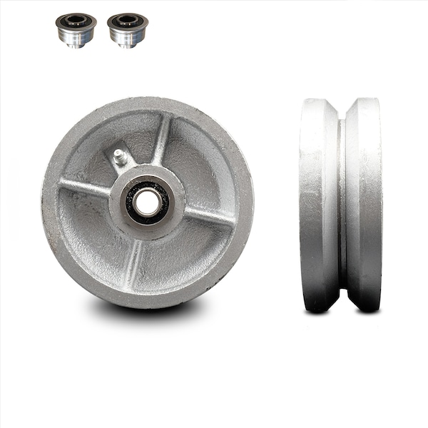 SCC -5" Semi Steel Cast Iron V-Groove Wheel Only w/Ball Bearing - 1100 lbs Cpty